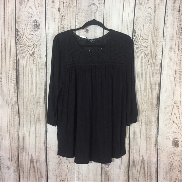 NWT Suzanne Betro Black Peasant Top